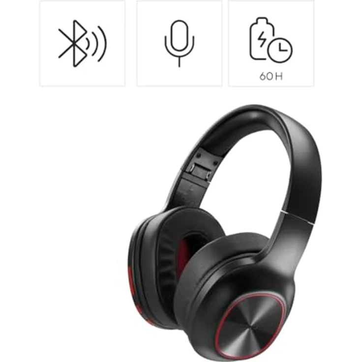 Hama Spirit Calypso III, Bluetooth Over-Ear-Kopfhörer mit 60 Stunden Akkulaufzeit, rot/schwarz – Bild 3