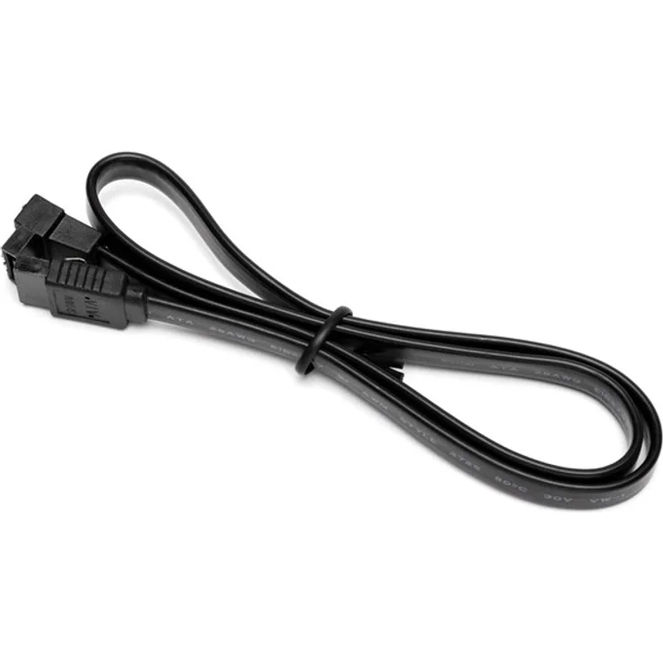 DUTZO SATA-Kabel, 0.5 m, schwarze Sleeved Ausführung mit geradem und 90° Verbinder, unterstützt SATA-I, II und III
