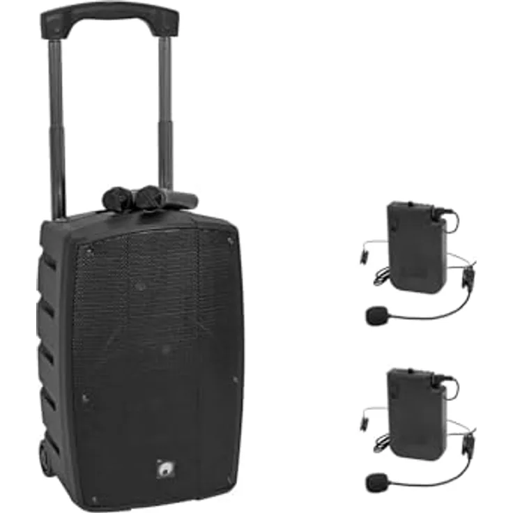 Omnitronic WAMS-12BT2 PA Lautsprecher-Set mit 2x Taschensender und 2x passiven Kopfbügelmikrofonen