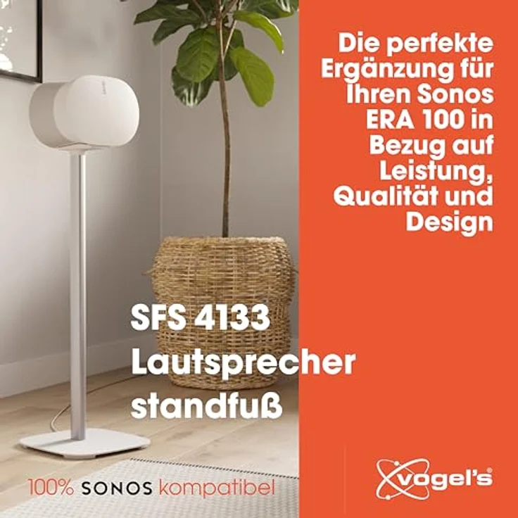 Vogel's SFS 4133 Lautsprecher Ständer für Sonos ERA300, Cable Inlay System, Höhe: 82 cm, Max. 5 kg, Weiß – Bild 2