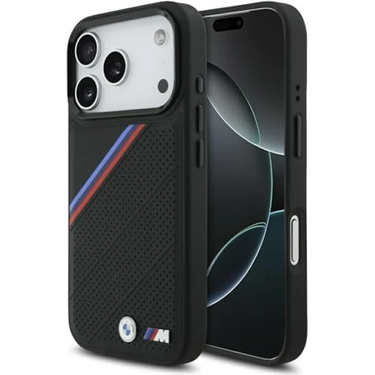 BMW Etui M Tricolor Metal Logo MagSafe für iPhone 17 Pro, Schwarzes Smartphone Backcover mit sportlichem Design und hochwertigem Kunststoff – Bild 1