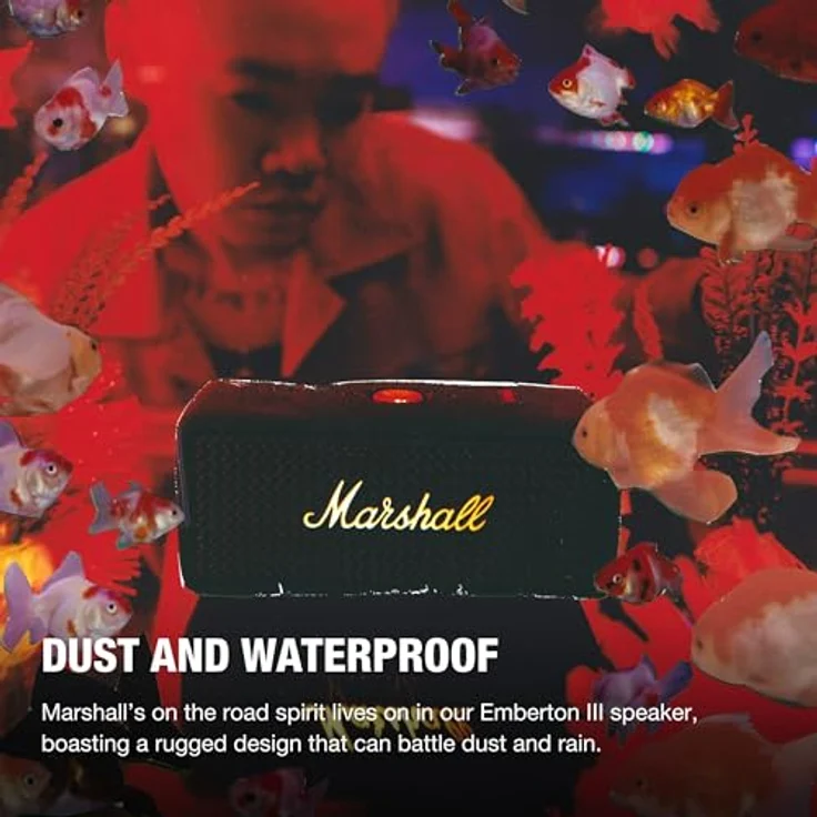 Marshall Emberton 3 tragbarer Bluetooth Lautsprecher, kabellos, IP67 Staub und wasserfest, über 32 Stunden Spielzeit - Schwarz und Messing - Preisvergleich – Bild 5