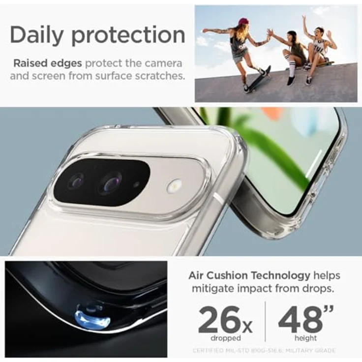 Spigen Ultra Hybrid Hülle für Google Pixel 9 Pro und Pixel 9 [Made for Google] -Crystal Clear - Handyhülle mit PC Platte, TPU-Rahmen und Air Cushion Technologie – Bild 5