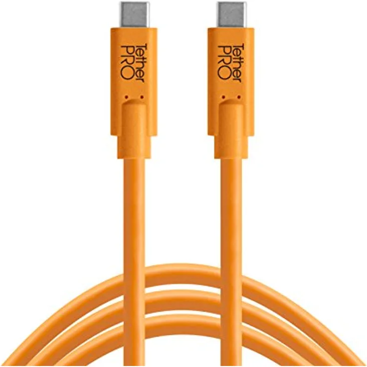 Tether Tools TetherPro USB-C auf USB-C Kabel | für Stromlieferung, schnelle Übertragung und Verbindung zwischen Kamera und Computer | Hohe Sichtbarkeit Orange | 3 Füße (.9m)