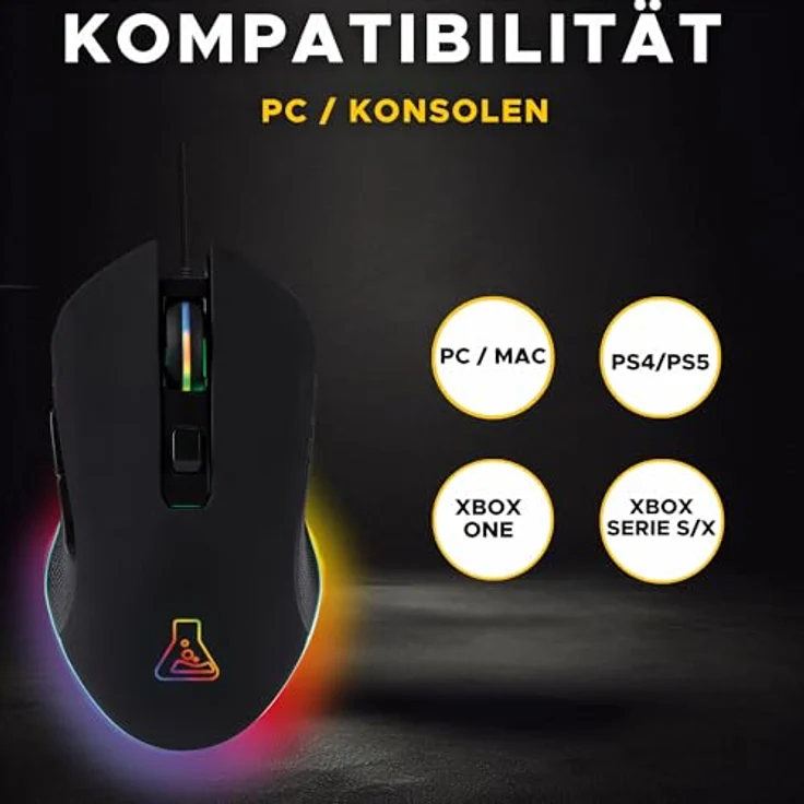 THE G-LAB Kult Helium USB-Gamer-Maus mit Kabel - Optischer Sensor mit 800 bis 3200 DPI, 7-farbige LED-Hintergrundbeleuchtung, 6 Tasten - Bequeme und Leichte Gaming-Maus – PC Mac Xbox One PS4 (Schwarz) – Bild 6
