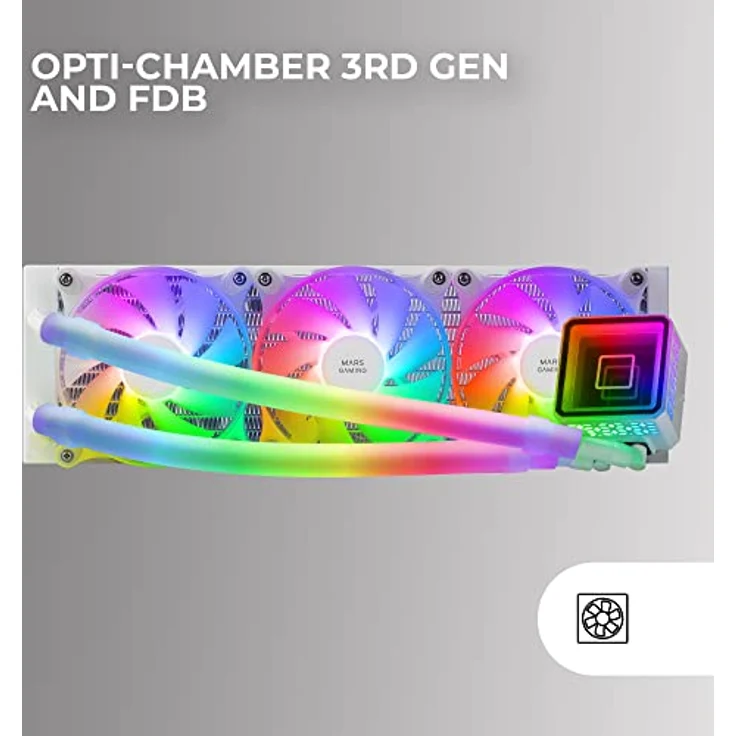 MARSGAMING Mars Gaming ML-ULTRA360 Weiß, Flüssigkeitskühlung CPU, TDP 650W, Infinite Spiegel, 3 Silent FDB ARGB Lüfter, ARGB Röhren, Universal Multisocket – Bild 3