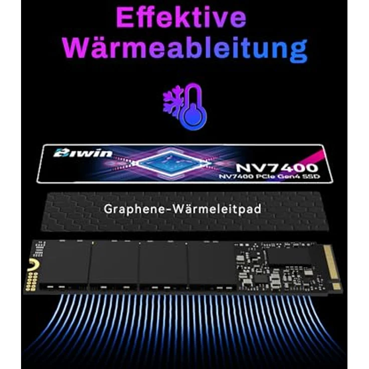 BIWIN Black Opal NV7400, 2TB M.2 PCIe Gen4 SSD mit 7450 MB/s Lesegeschwindigkeit, NVMe 2.0, kompatibel mit PC, Laptop & PS5 – Bild 3