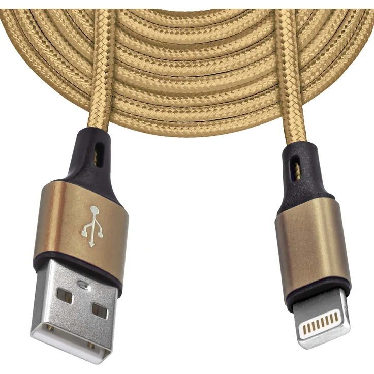 Mobilefox 3m Universal Schnell Lade Daten Kabel Nylon Stecker Gold für Micro-USB, Typ C und Apple Geräte