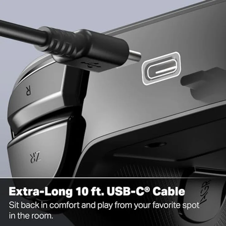 PowerA NSW2 Controller Advantage, kabelgebundener Gaming Controller mit 3 m USB-Kabel, Schwarz – Bild 5