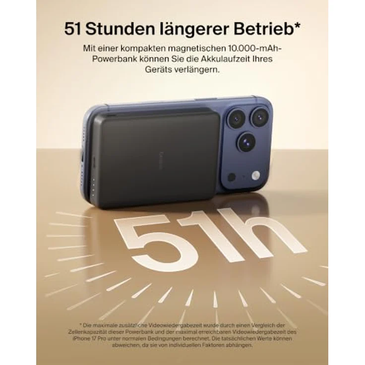 Belkin BoostCharge Slim Magnetische Powerbank 10.000 mAh, 7,5 W, USB-C, Schwarz für iPhone 12-17 – Bild 2