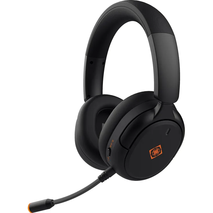 Deltaco Wireless Gaming Headset, 3-in-1 Konnektivität (2,4 GHz, Bluetooth 5.4, USB-C), 50-mm Treiber, abnehmbares Mikrofon, Schwarz