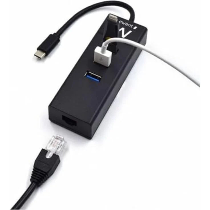 Ewent EW1141 USB C Hub mit 3 USB 3.0 Ports und 1000 Mbps Gigabit Ethernet RJ45, High Speed Datenübertragung für MacBook und Chromebook – Bild 4