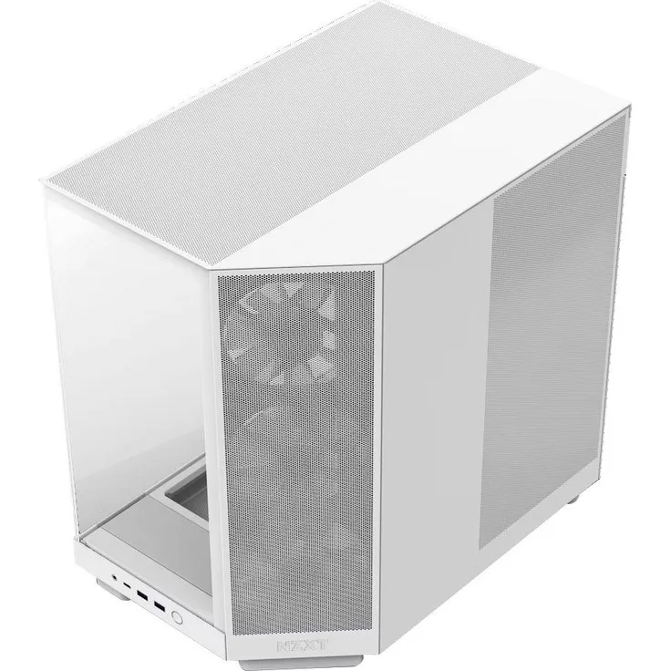 NZXT PC-Gehäuse H6 Flow RGB, innovatives Zwei-Kammer-Gehäuse mit Panoramascheibe, schwarz