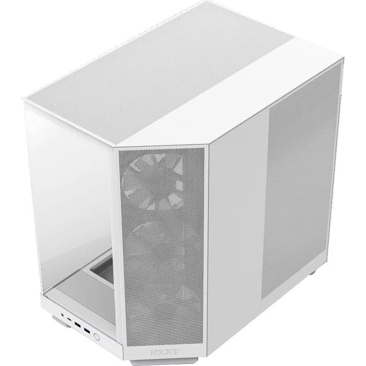 NZXT PC-Gehäuse H6 Flow RGB, innovatives Zwei-Kammer-Gehäuse mit Panoramascheibe, schwarz