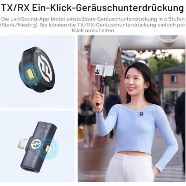 Hollyland Mikrofon Lark M2 für USB-C, drahtloses Mikrofon mit verlustfreier Klangwiedergabe, 30 Stunden Akkulaufzeit – Bild 7