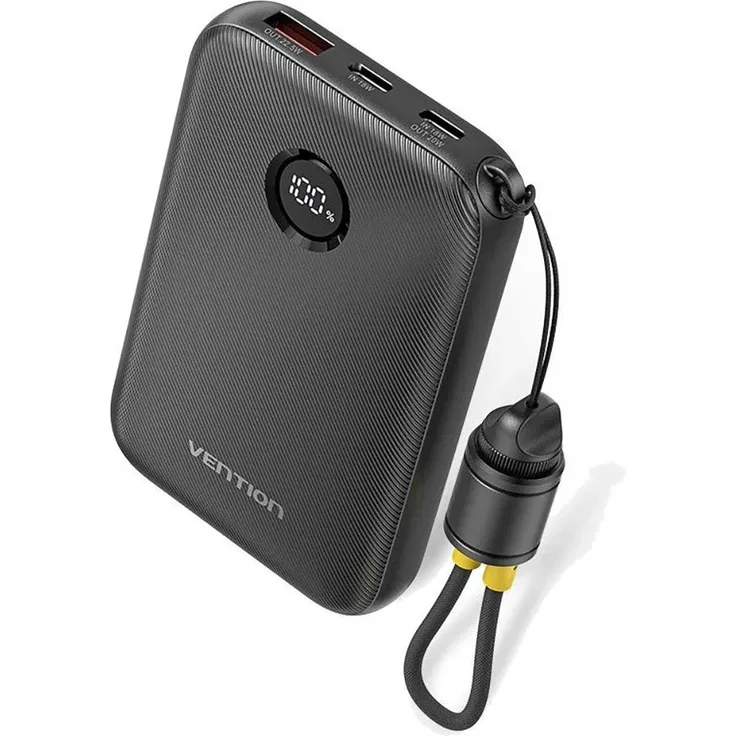 Vention Powerbank 10000mAh, 2 x USB-C, 1 x USB-A, mit Display, 22,5W, schwarz