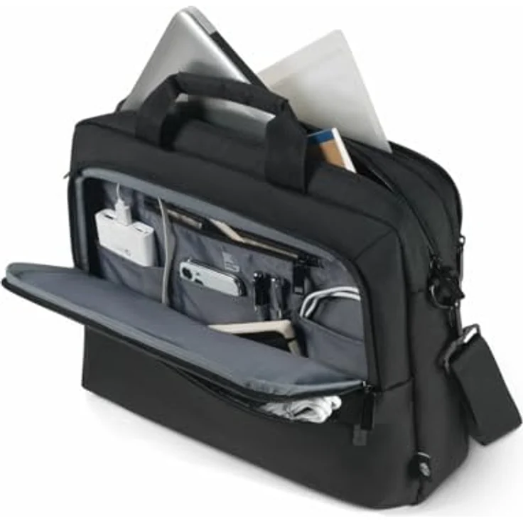 Dicota Top Travel, Notebooktasche für 17.30" Laptops, wasserabweisend, schwarz, aus Recycling-PET mit RFID-Blocker und gepolstertem Schultergurt – Bild 3