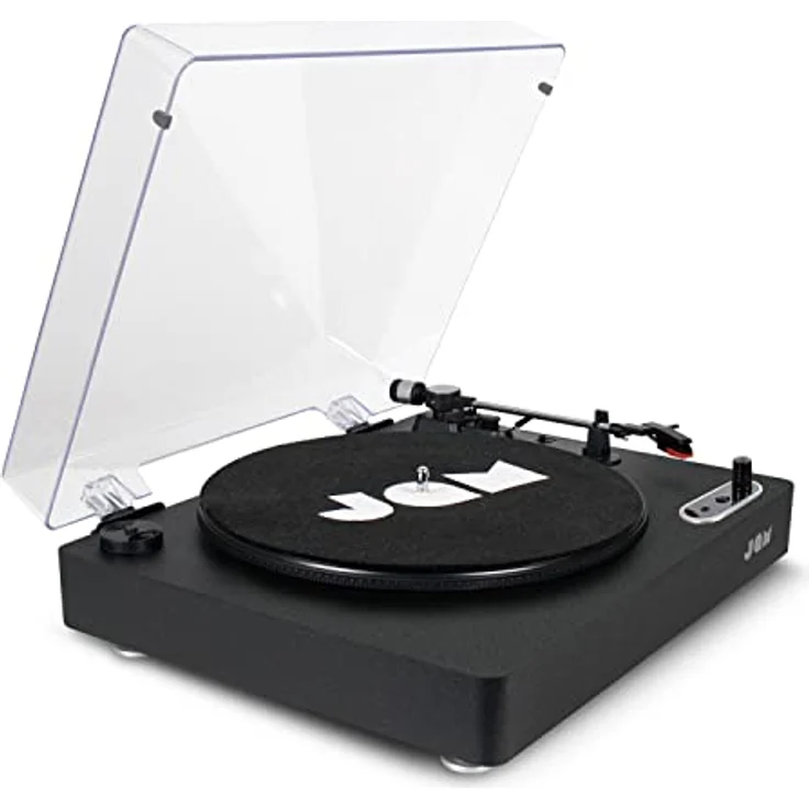 Jam Spun Out Bluetooth Plattenspieler, Vinyl Plattenspieler, 3-fach Riemenantrieb für erstklassigen Sound, Bluetooth-Funktion, Kopfhörerausgang und Aux-Eingang, inklusive Staubschutzhülle, schwarz – Bild 3