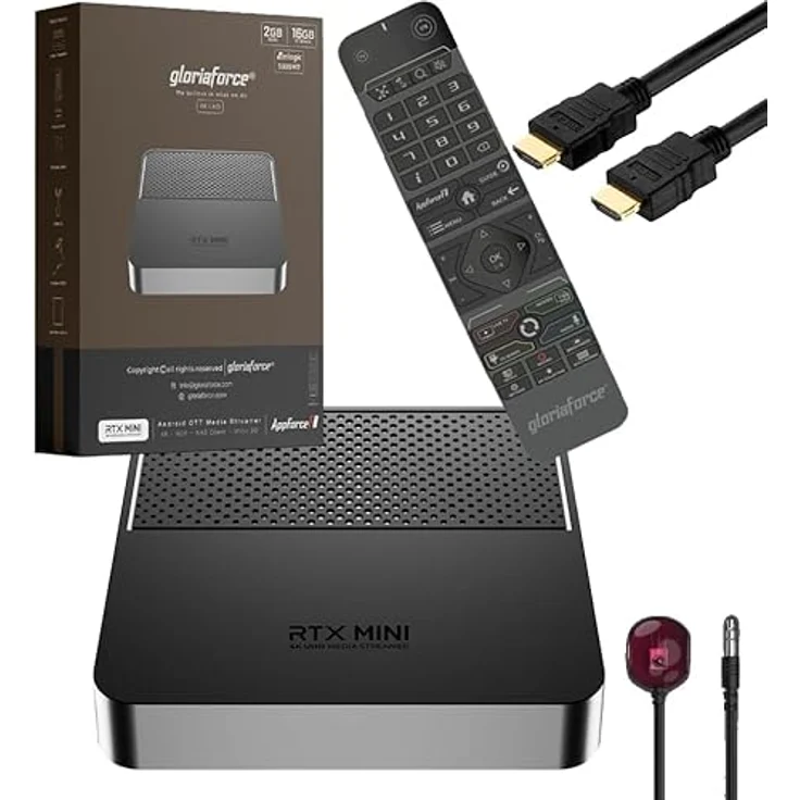 GloriaForce RTX Mini 4K UHD Android 11, OTT Streamer Multimedia Player, H.265, 2GB RAM, 16GB Flash, WiFi, Schwarz – Bild 1