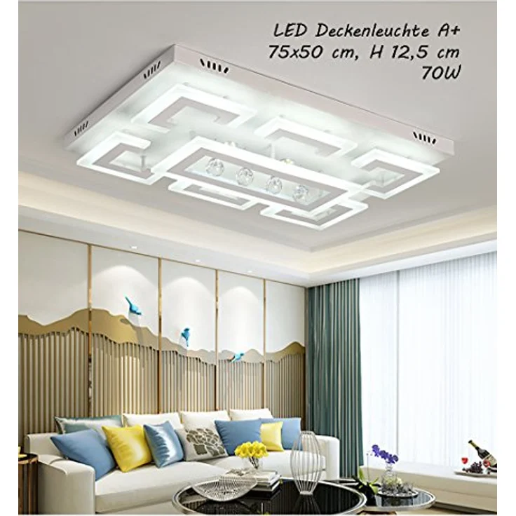 Eurotondisplay LED Deckenleuchte XW803 75x50 mit Fernbedienung dimmbar kaltweiß-warmweiß 70W, weiß – Bild 5
