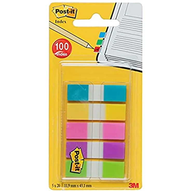 Post-it Notes Index Mini, beschriftbare und selbsthaftende Haftnotizstreifen im Etui – Bild 2