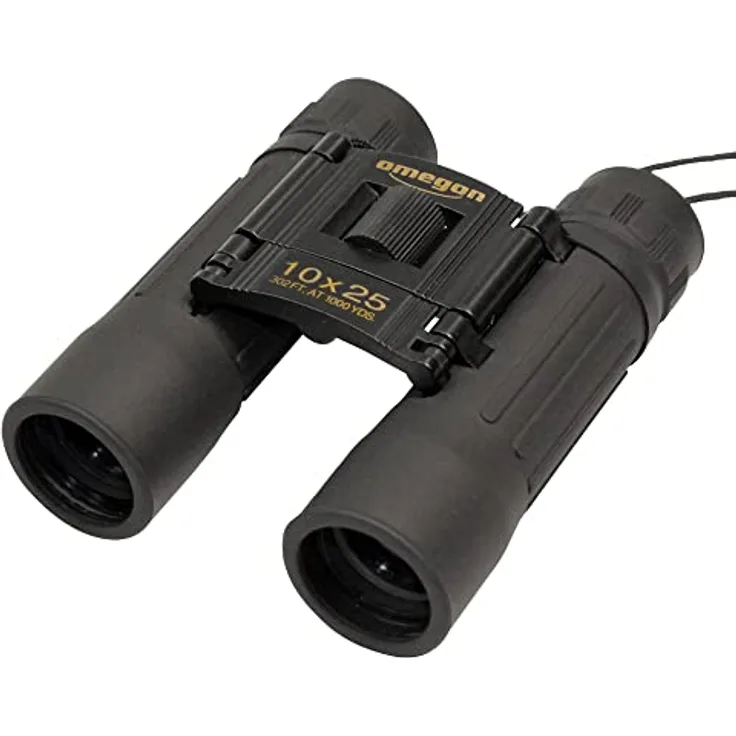 Omegon Fernglas Pocketstar 10x25, ultraleichtes, wetterfestes Fernglas mit Gummiarmierung für Wanderungen und Reisen