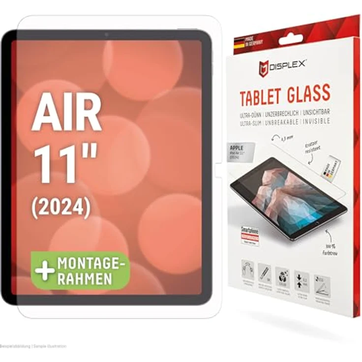Displex Tablet Glass (9H, Hybridglasfolie) für Apple iPad Air 11'' (2024), Kristallklar & Schmutzabweisend, Made in Germany – Bild 1