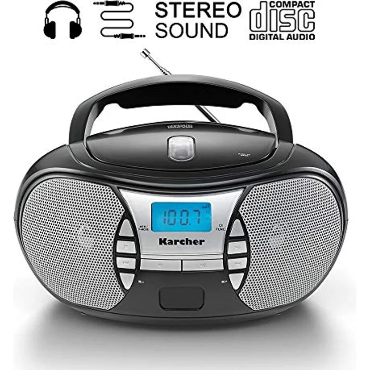 Karcher RR 5025-B tragbares CD Radio (CD-Player, UKW Radio, Batterie-Netzbetrieb, AUX-In) schwarz – Bild 2