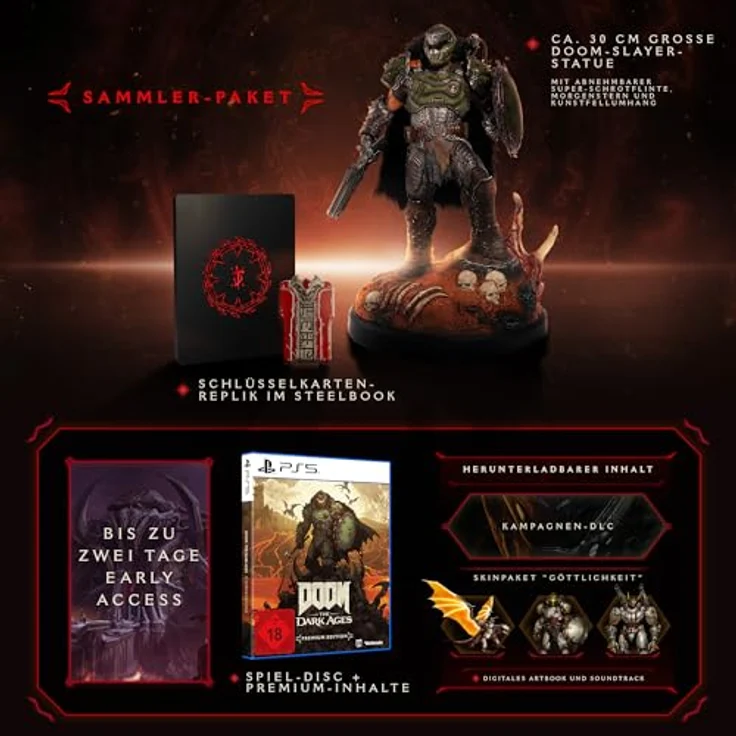 Xbox Doom: The Dark Ages Collectors Edition | PlayStation 5, inkl. 30 cm DOOM Slayer-Statue, SteelBook mit Red Key Card, Game-DVD und Premium-Inhalten – Bild 2