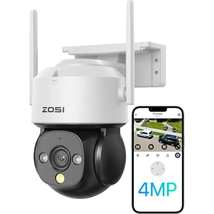 ZOSI 4MP WLAN Überwachungskamera Aussen, Pan/Tilt WiFi Dome Kamera mit KI Personen-/Fahrzeugerkennung, C290 – Bild 1