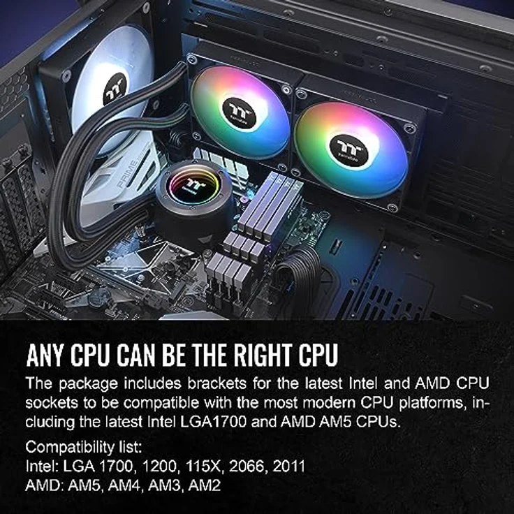 Thermaltake WAK TH240 "Snow" ARGB Sync V2, All-in-One Wasserkühler mit Dual-Lüfter und RGB-Beleuchtung, Schwarz – Bild 6