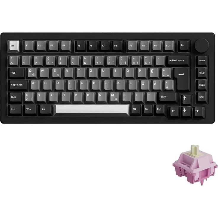 Akko MonsGeek M1 V5 VIA Gaming Tastatur, 75%, RGB, ISO-DE/UK/Nordisches Layout - Schwarz / Silber, V3 Creamy Purple Pro Switches – Bild 1