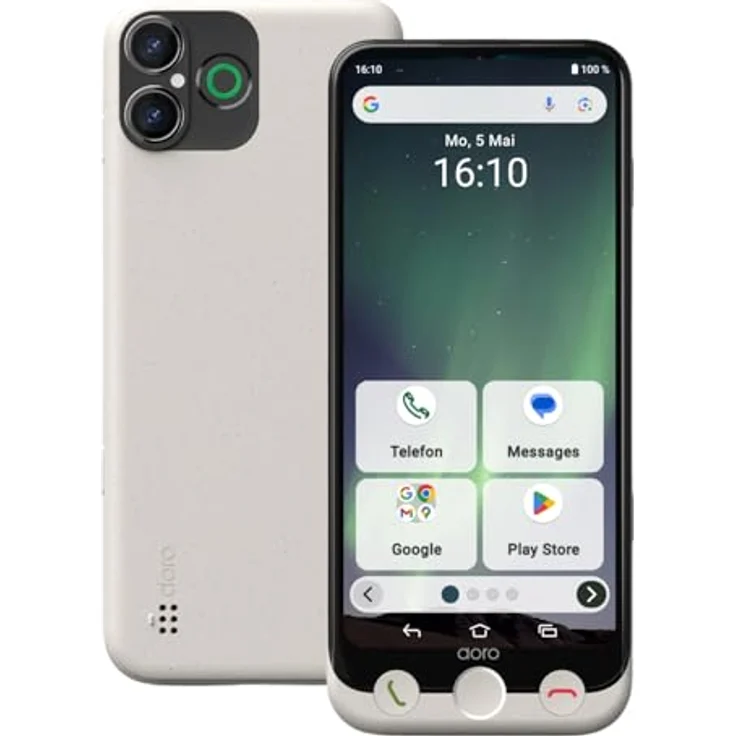 DORO Aurora A30, Smartphone mit 128 GB Speicher, Bone, Dual SIM, benutzerfreundlich mit Doro Secure Button und zwei Kameras – Bild 1