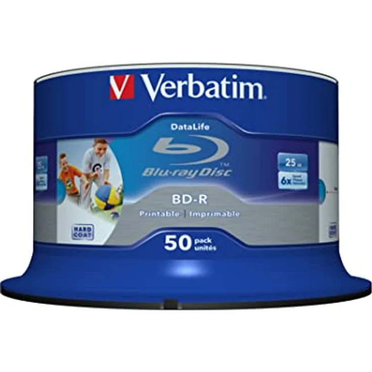Verbatim BD-R SL Datalife, Blu-Ray-Disk 25 GB - 6-fache Brenngeschwindigkeit - Groß bedruckbar - Kratzschutz, 50 Stück Spindel – Bild 2