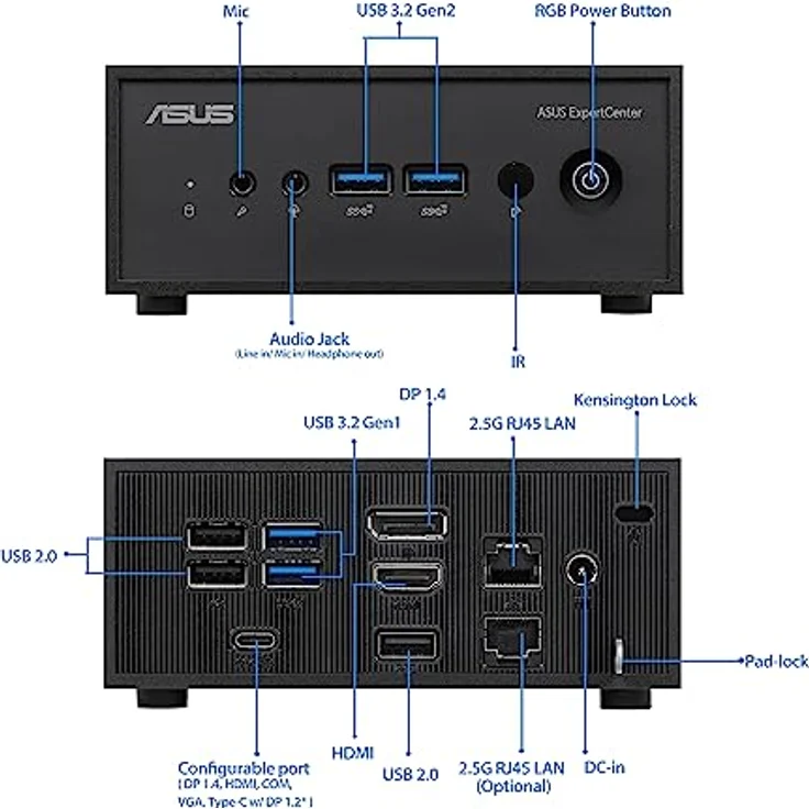 Asus PN42-SN004AV Mini-PC, Intel N-series N100, 4 GB DDR4-SDRAM, 128 GB SSD, Windows 11 Pro, Schwarz – Bild 3