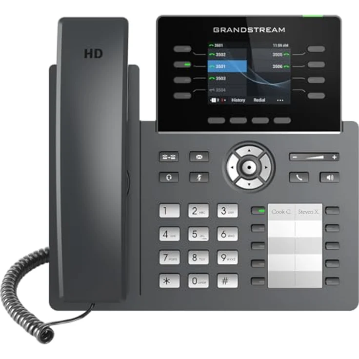 Grandstream GRP2634, IP-Telefon in Schwarz, Kabelgebundenes Mobilteil mit 8 Zeilen, SIP-Info und 2000 Kontakten – Bild 1