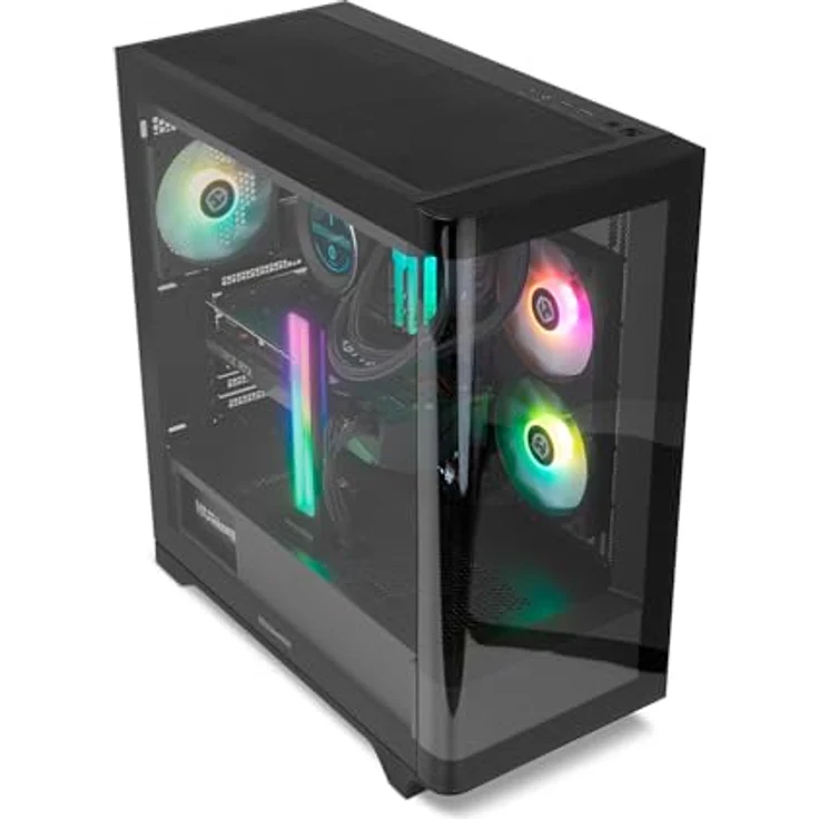 NOX Hummer ETHER, Miditower Gaming PC-Gehäuse mit gehärtetem Glas und USB-C, Schwarz – Bild 6