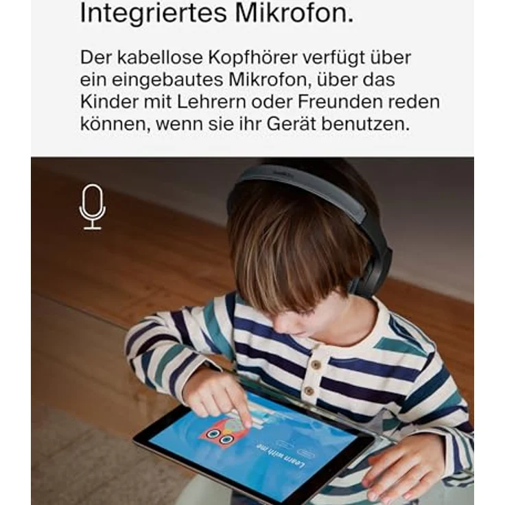 Belkin SoundForm Mini kabelloser Kinderkopfhörer mit integriertem Mikrofon und lustigen Aufklebern, 30 Std. Wiedergabe – Over-Ear-Kopfhörer für Unterricht, Ferien, iPhone, iPad, Galaxy – Schwarz – Bild 3