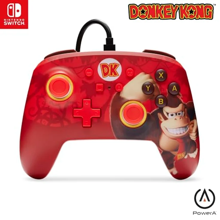 PowerA Verbesserter kabelgebundener Controller für Nintendo Switch - Donkey Kong Flex, Gamepad mit 3,5-mm-Audiobuchse, programmierbare Tasten, offiziell lizenziert – Bild 1