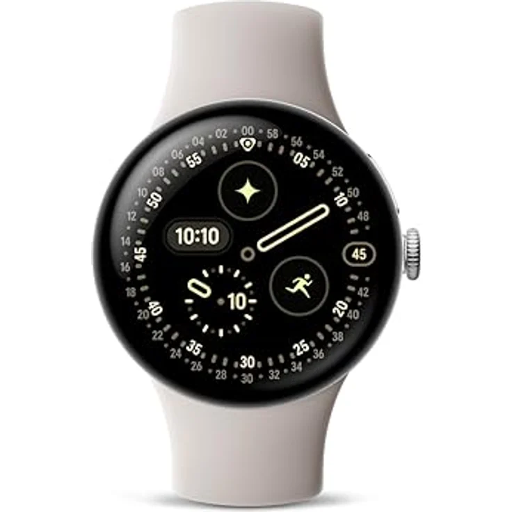 Google Pixel Watch 4 (41 mm), Android-Smartwatch mit gewölbtem Actua 360-Display, LTE, Aluminiumgehäuse in Polished Silver, Sportarmband in Porcelain, Fitness-Tracking und Pulsverlust-Erkennung – Bild 2