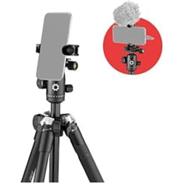 JOBY RangePod, schwarzes Alu-Reisestativ für Kamera/Smartphone mit Kugelkopf, Smartphone-Klemme und Tasche, für spiegellose, CSC, DSLR, Tik Tok Gadget, YouTube zubehör, Vlog, Video-Anrufe, Vlogger – Bild 5