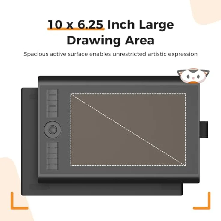 GAOMON M10K 2018 Stifttablett, 10 x 6,25 Zoll Grafiktablett mit 8192 Druckempfindlichkeitsstufen und batterielosem Stift, 10 anpassbare Hotkeys – Bild 3