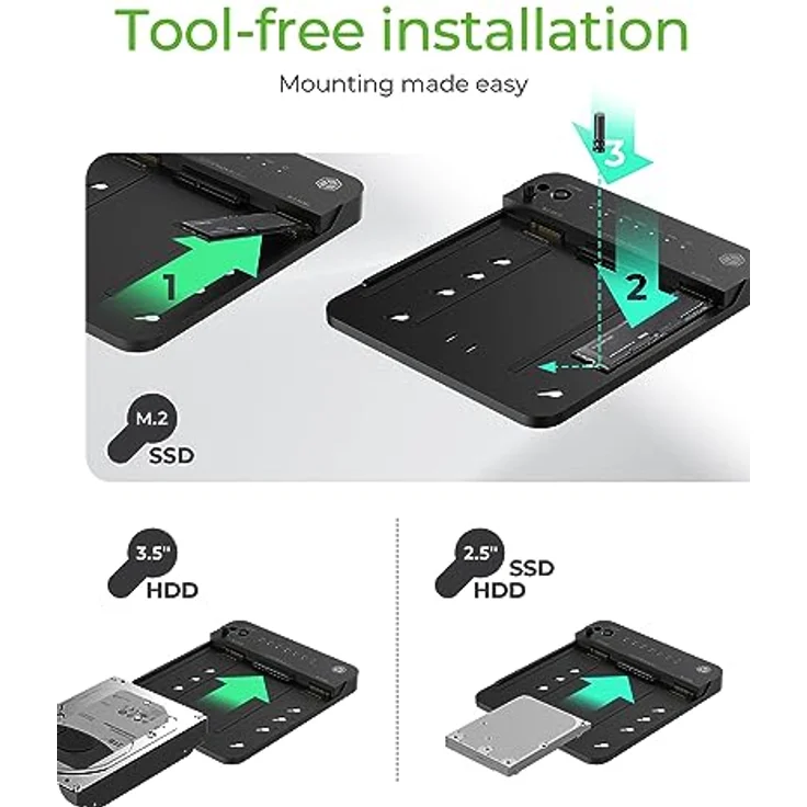 ICY BOX HDD/M.2 NVMe SSD Docking Station USB 3.2 Gen 2 (10 Gbit/s), Festplatten Klonstation & Lesegerät (SATA 2,5 / 3,5 Zoll & M.2 NVMe / SATA SSD), Zweiwege Klonen, USB-C & USB-A, IB-2915MSCL-C31 – Bild 2