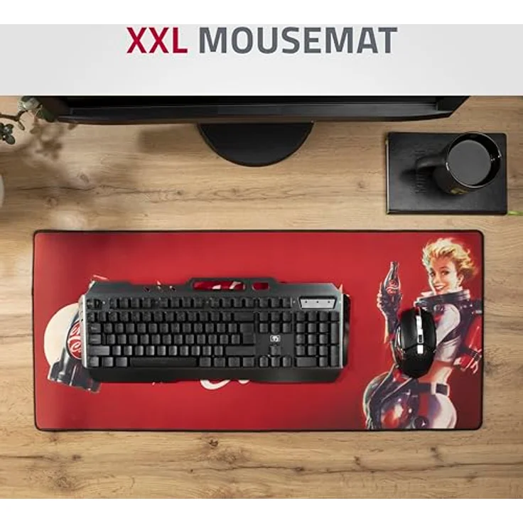 DEVplus Fallout XXL Mousepad Nuka Girl, Mausmatte 80 x 35 cm mit rutschfester Gummirückseite, offiziell lizenziert von Bethesda – Bild 5