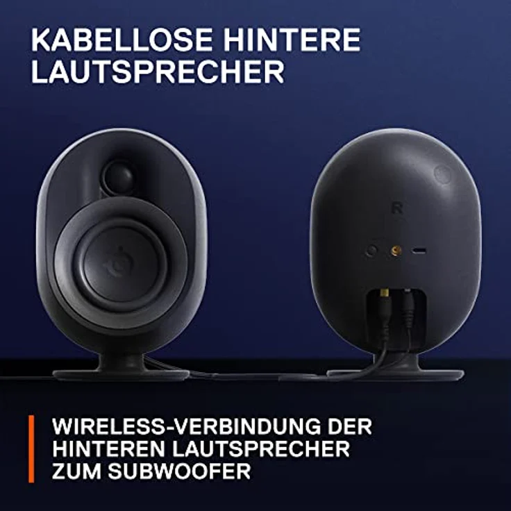 SteelSeries Arena 9 - 5.1-Gaming-Lautsprecher – 5.1 USB Surround-Sound – Kabellose hintere Lautsprecher, 2-Wege-Lautsprecherdesign, Subwoofer – Reaktive RGB – USB, BT – PC, Schwarz – Bild 4