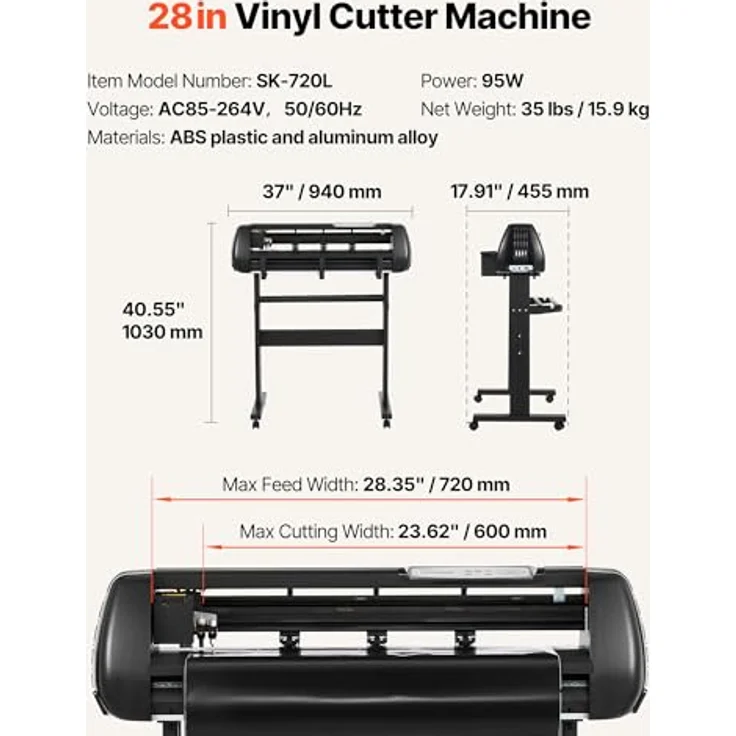 VEVOR Vinylschneidemaschine, 72 cm max. Zufuhrbreite, Doppelklingen, LED-Anzeige, einstellbares Schneideplotter-Set mit Signmaster-Software, kompatibel mit Windows und macOS – Bild 7