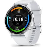 Garmin Venu 3 – GPS-Fitness-Smartwatch mit Bluetooth Telefonie und Sprachassistenz, Ultrascharfes 1,3 Zoll/ 1,1 Zoll AMOLED-Touchdisplay, Fitnessfunktionen, Garmin Music, Garmin Pay und Rollstuhlmodus, 22 mm, Steinweiss/Silber