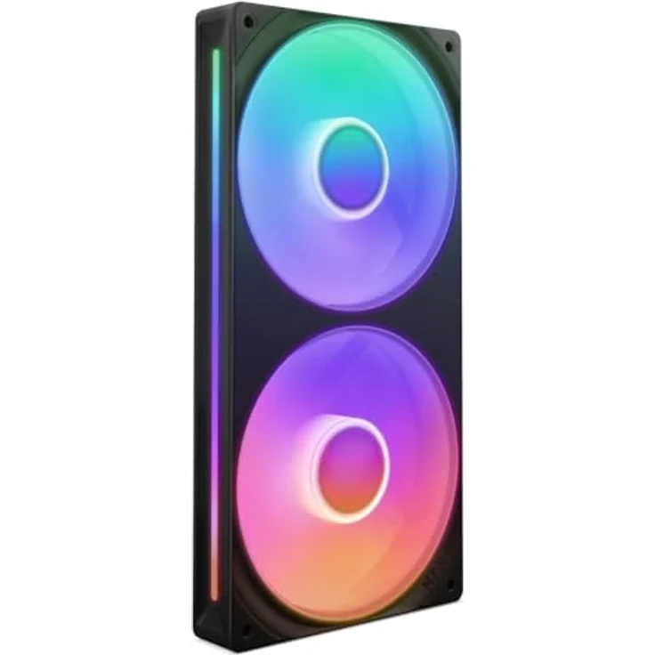 NZXT F240 RGB Core - 240 mm Einzelrahmen-Lüftereinheit mit 2 x 120 mm RGB-Lüftern - Hoher statischer Druck und Luftstrom - 8 aRGB-LEDs pro Lüfter - Schwarz – Bild 1