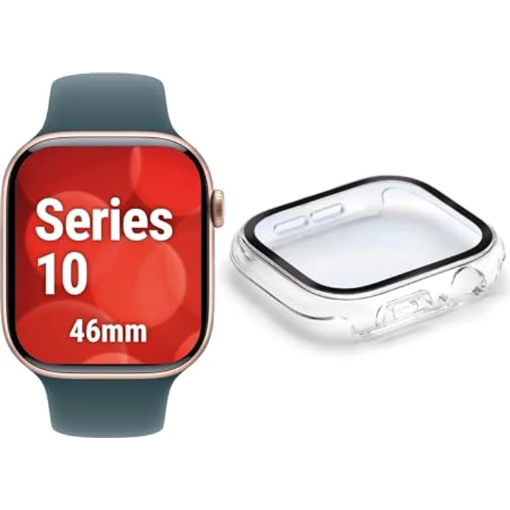 Displex 10H Panzerglas für Apple Watch 10/11 (46mm), IP68 Wasserdicht, Transparenter Full Body Schutz, Snap-On Montage, Rundum Displayschutz – Bild 1