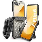 SupCase Samsung Galaxy Z Flip 6 Hülle (Unicorn Beetle Pro) mit Ständer & Gürtelclip, Grau - Stoßfeste Handyhülle mit Scharnierschutz & Frontdisplayschutz